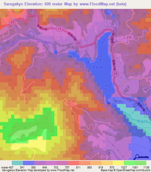 Sarugakyo,Japan Elevation Map