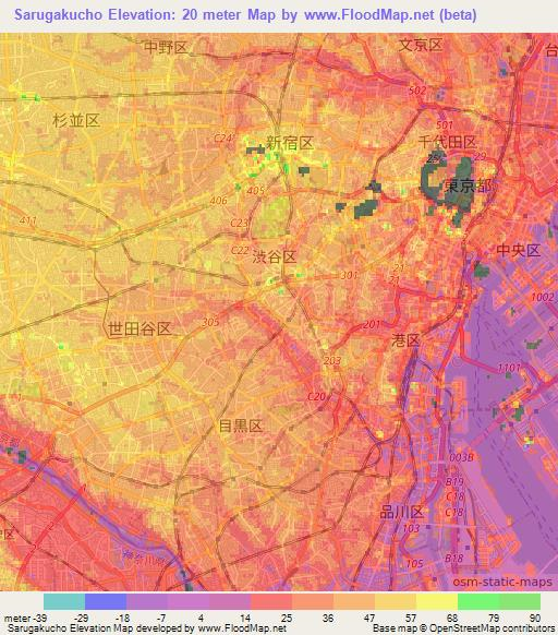 Sarugakucho,Japan Elevation Map