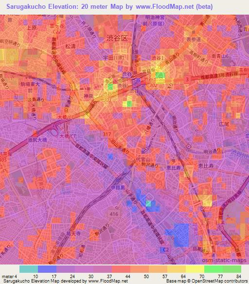 Sarugakucho,Japan Elevation Map