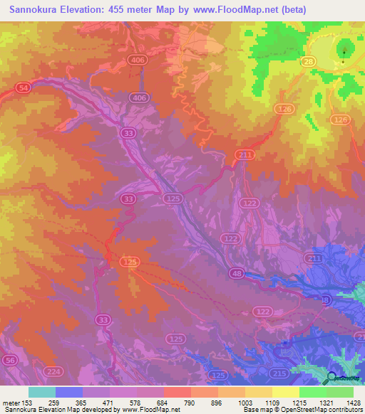 Sannokura,Japan Elevation Map