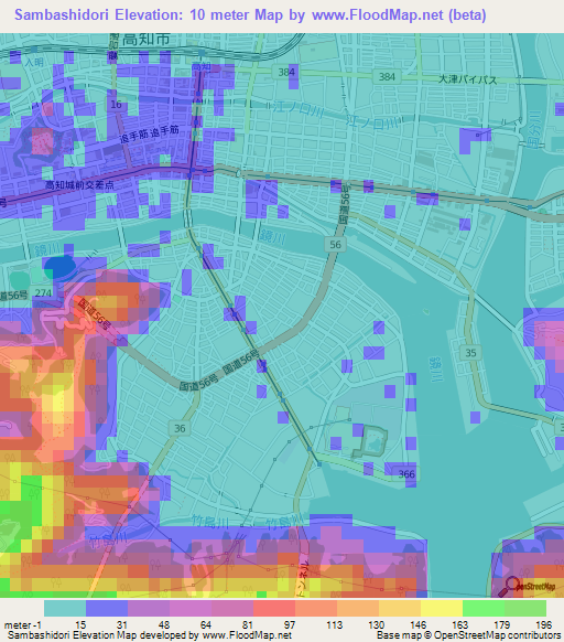 Sambashidori,Japan Elevation Map