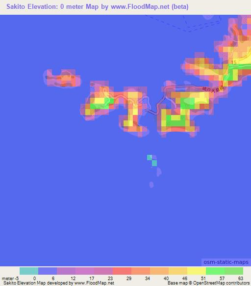 Sakito,Japan Elevation Map