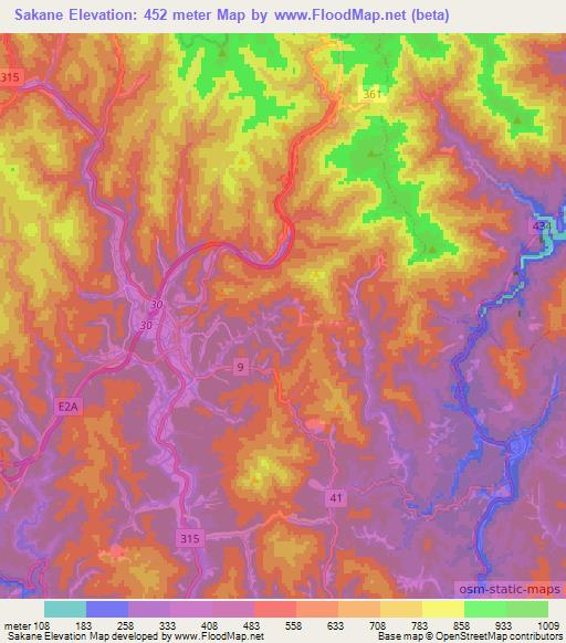 Sakane,Japan Elevation Map