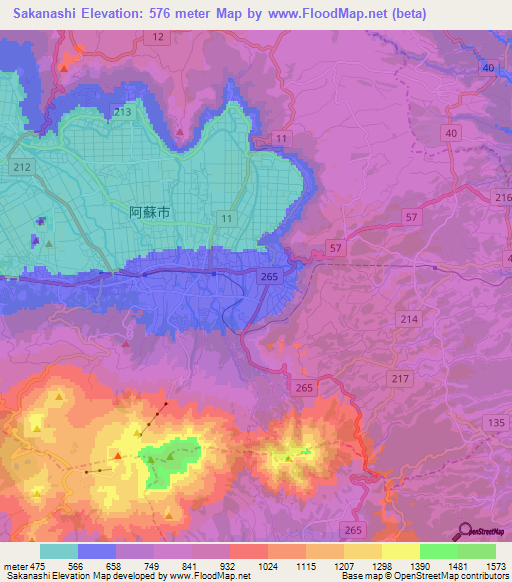 Sakanashi,Japan Elevation Map