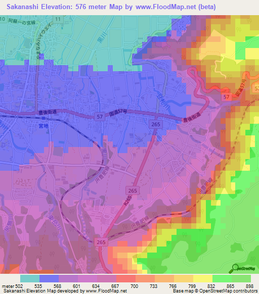 Sakanashi,Japan Elevation Map