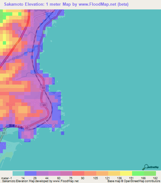Sakamoto,Japan Elevation Map