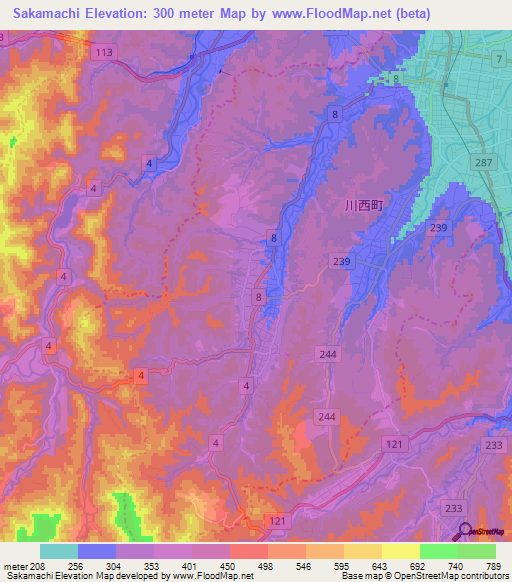 Sakamachi,Japan Elevation Map