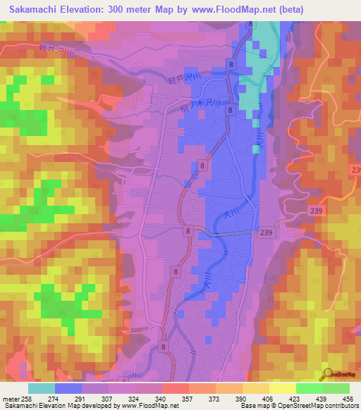 Sakamachi,Japan Elevation Map