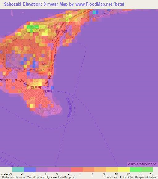 Saitozaki,Japan Elevation Map