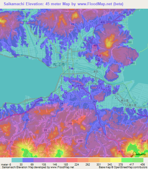 Saikamachi,Japan Elevation Map