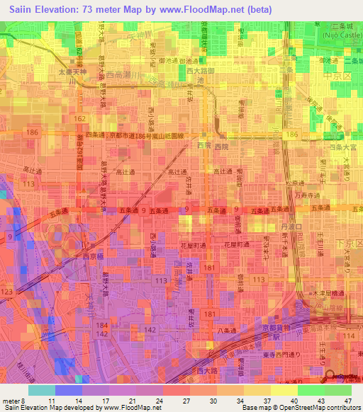 Saiin,Japan Elevation Map