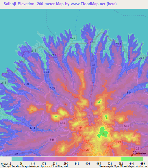 Saihoji,Japan Elevation Map