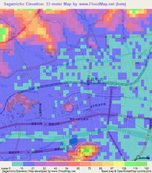 Sagamicho,Japan Elevation Map