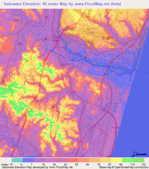 Sadowara,Japan Elevation Map