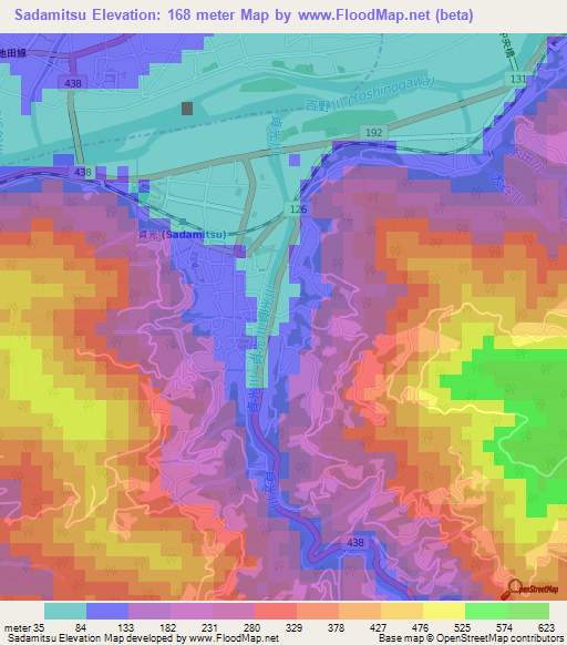 Sadamitsu,Japan Elevation Map