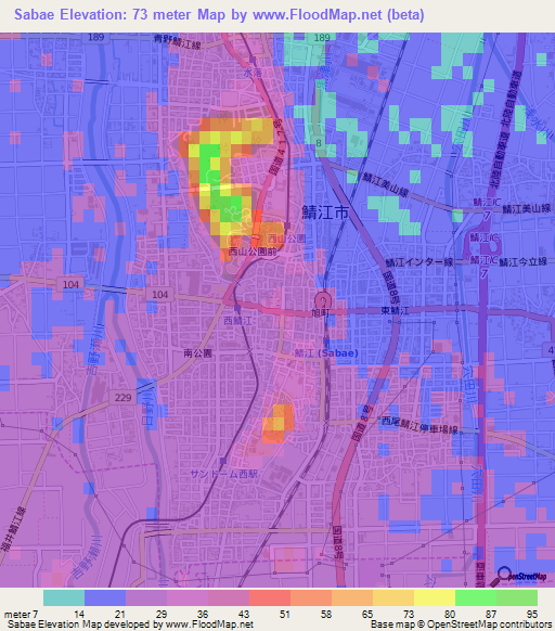 Sabae,Japan Elevation Map