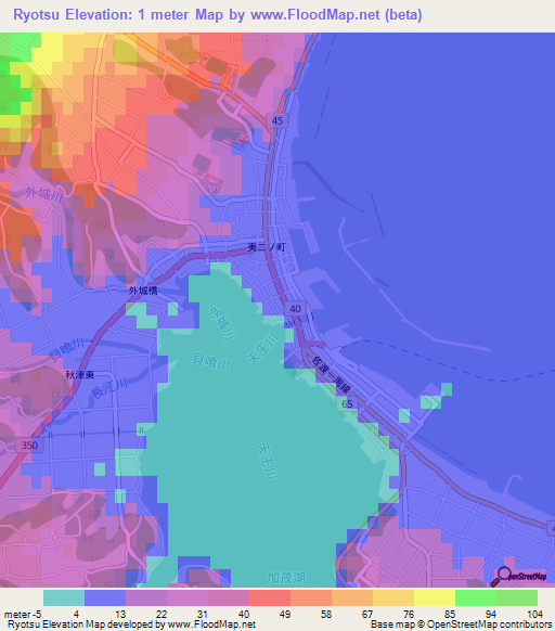 Ryotsu,Japan Elevation Map