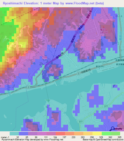 Ryoshimachi,Japan Elevation Map