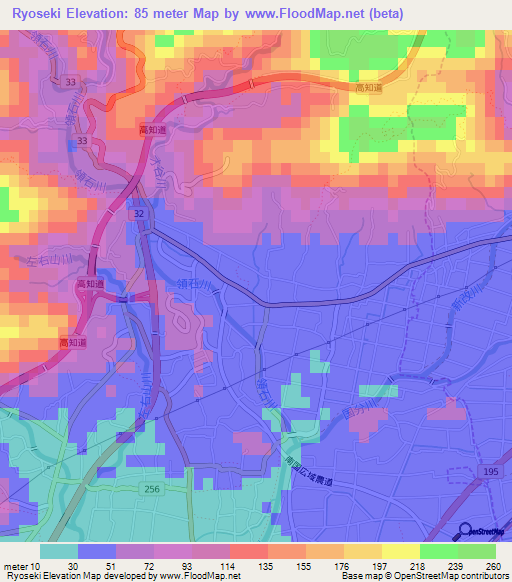 Ryoseki,Japan Elevation Map