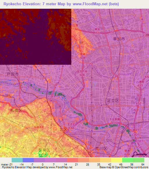 Ryokecho,Japan Elevation Map
