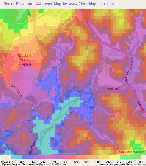 Ryoke,Japan Elevation Map