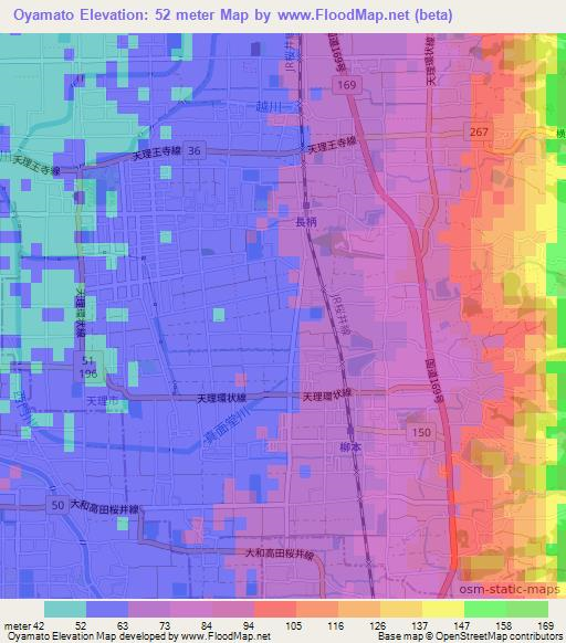 Oyamato,Japan Elevation Map