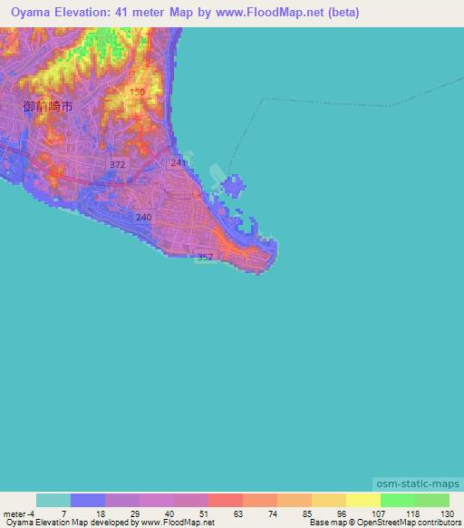 Oyama,Japan Elevation Map