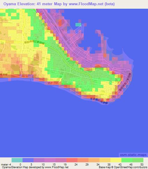 Oyama,Japan Elevation Map