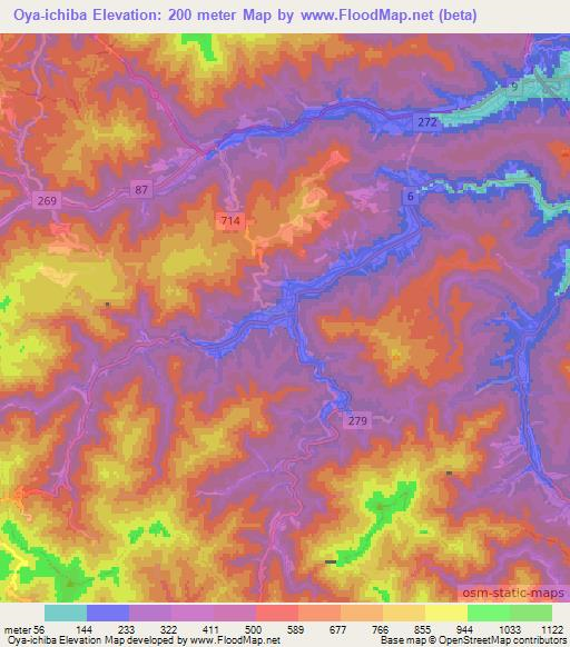 Oya-ichiba,Japan Elevation Map