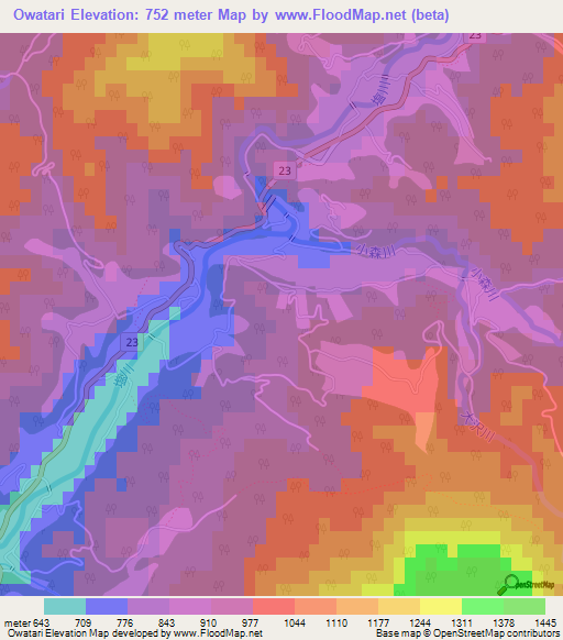 Owatari,Japan Elevation Map