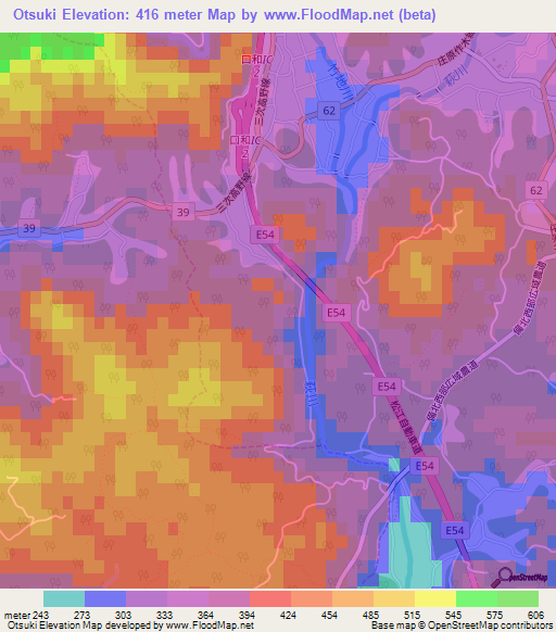 Otsuki,Japan Elevation Map