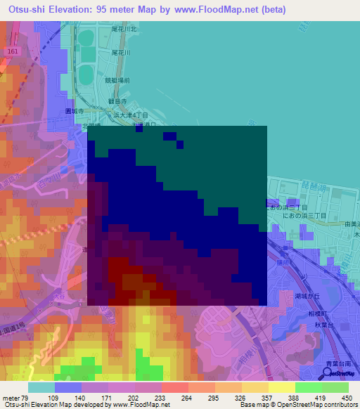 Otsu-shi,Japan Elevation Map