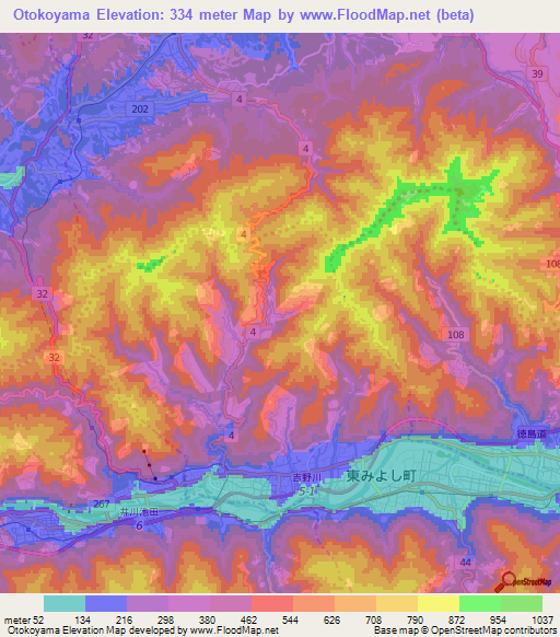 Otokoyama,Japan Elevation Map
