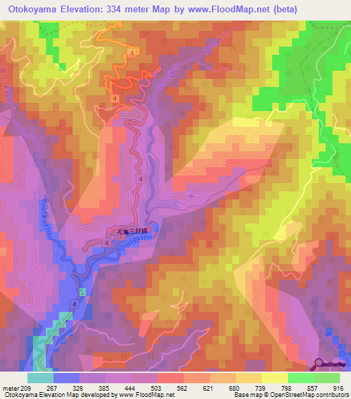 Otokoyama,Japan Elevation Map