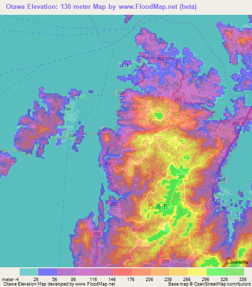 Otawa,Japan Elevation Map