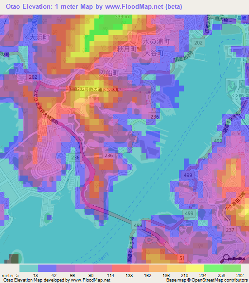 Otao,Japan Elevation Map