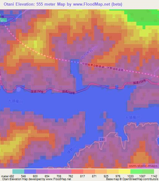 Otani,Japan Elevation Map