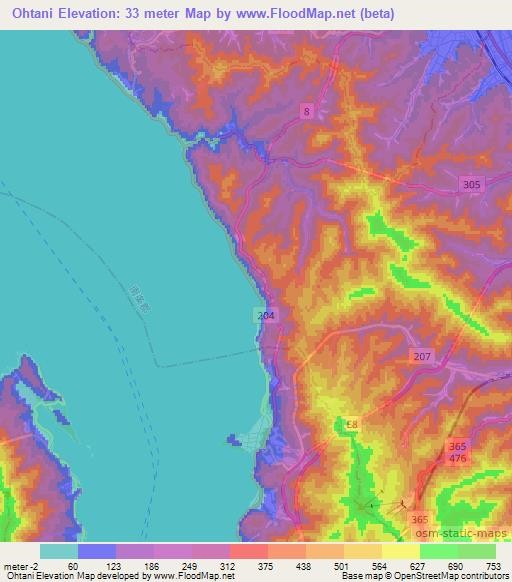 Ohtani,Japan Elevation Map