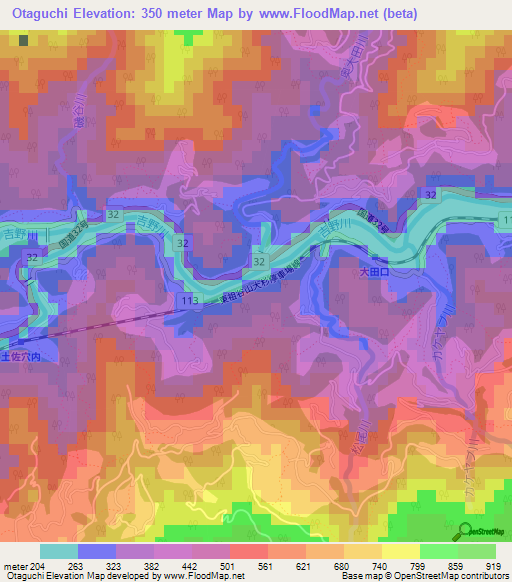 Otaguchi,Japan Elevation Map