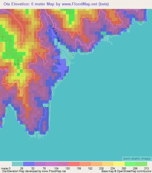 Ota,Japan Elevation Map