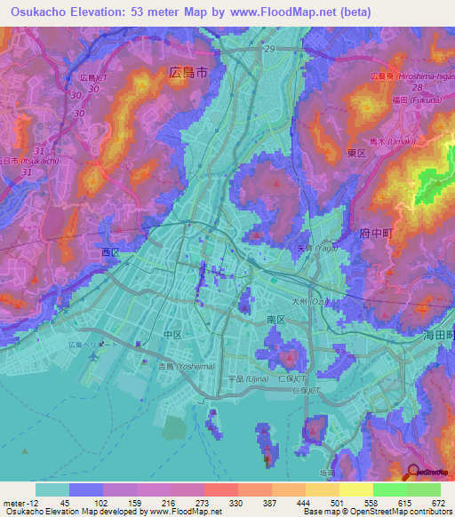 Osukacho,Japan Elevation Map