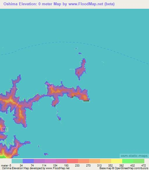 Oshima,Japan Elevation Map