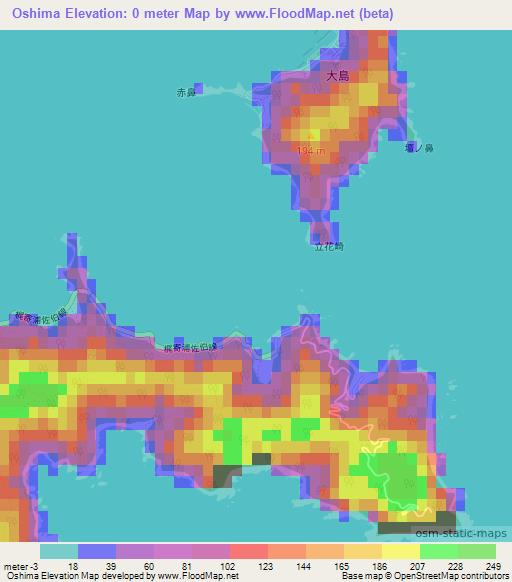 Oshima,Japan Elevation Map