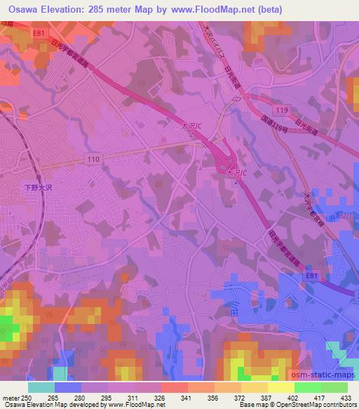 Osawa,Japan Elevation Map