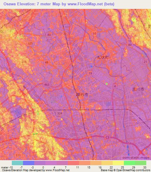 Osawa,Japan Elevation Map