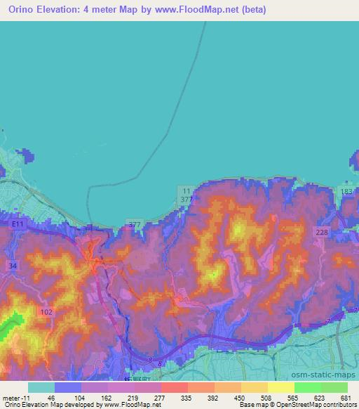 Orino,Japan Elevation Map