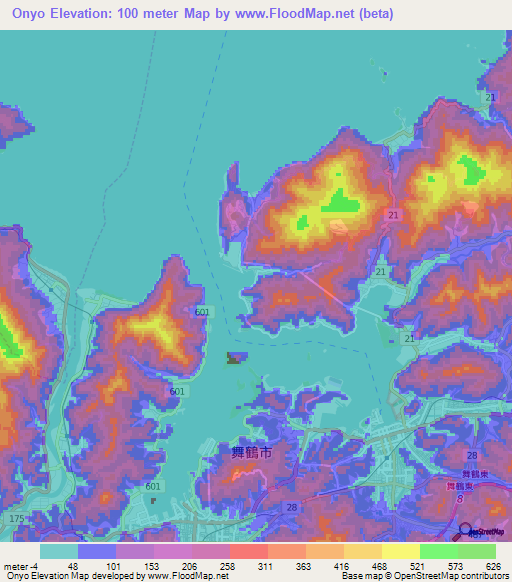 Onyo,Japan Elevation Map