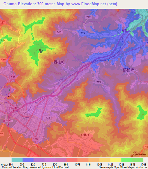 Onuma,Japan Elevation Map