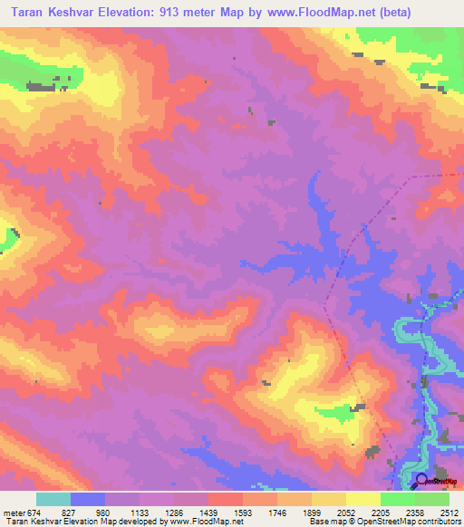 Taran Keshvar,Iran Elevation Map