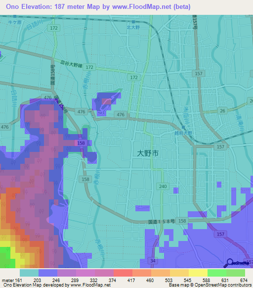 Ono,Japan Elevation Map